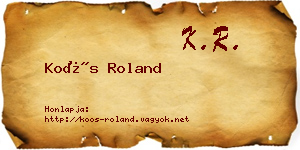 Koós Roland névjegykártya
